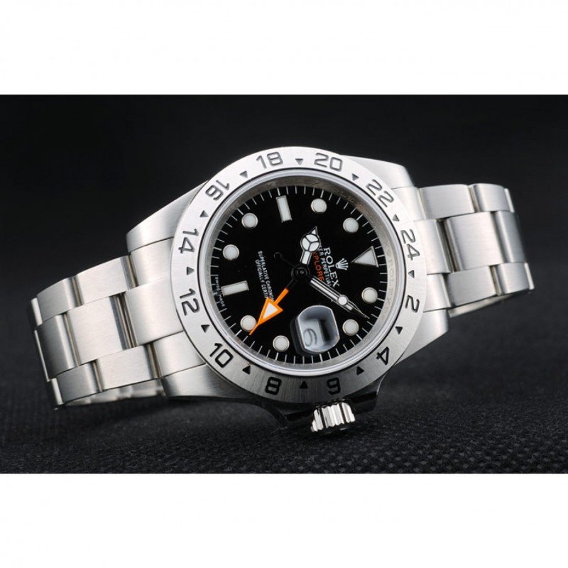 Replica Rolex Swiss Explorer Stainless Steel Bezel Black Dial Watch - View 5