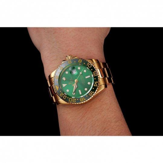 Replica Rolex GMT Master II Green Dial And Bezel Gold Case And Bracelet 1453750 - View 6