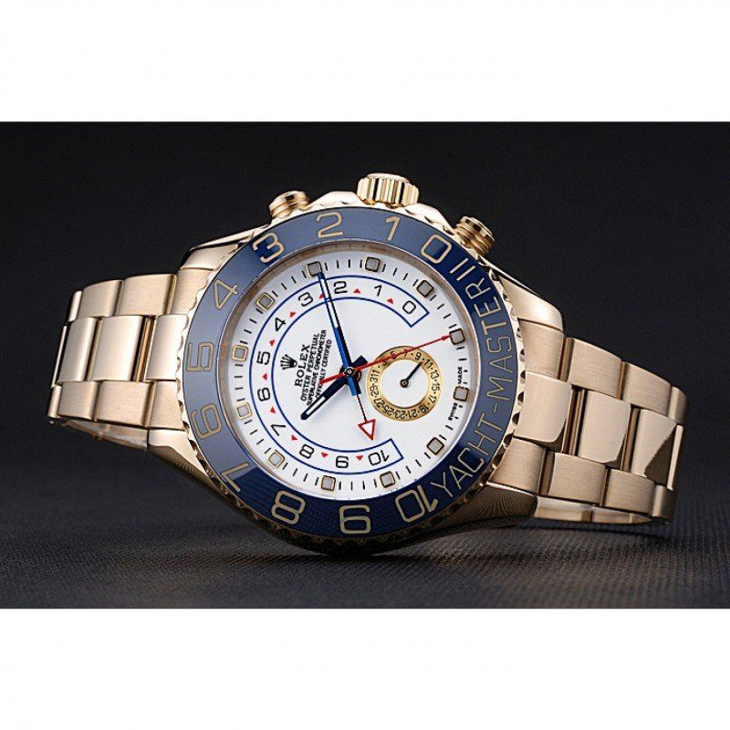 Replica Rolex Yacht-Master II White Dial Blue Bezel Gold Bracelet 622271 - View 5