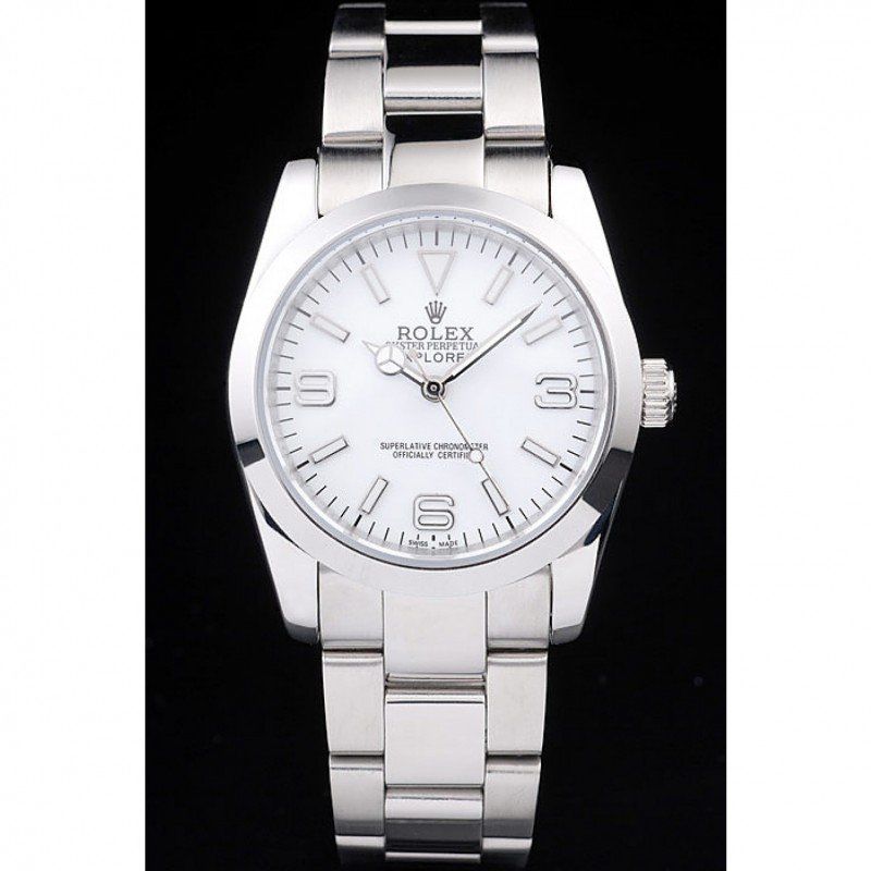Replica Rolex Explorer Polished Stainless Steel White Dial 98086 - View 2