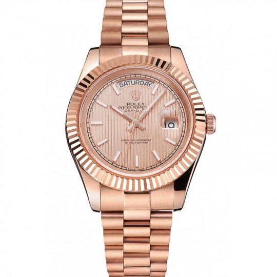 Replica Rolex Day-Date 40 Rose Gold Etched Dial Rose Gold Case And Bracelet - View 1