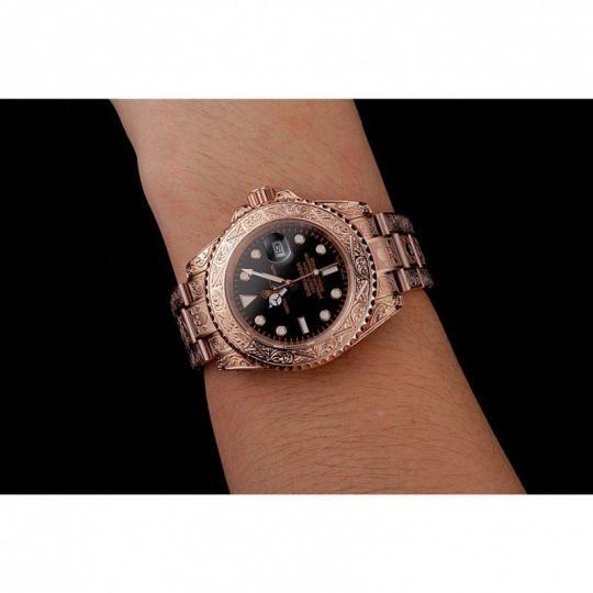 Replica Rolex Submariner Skull Limited Edition Black Dial Rose Gold Case And Bracelet 1454086 - View 8