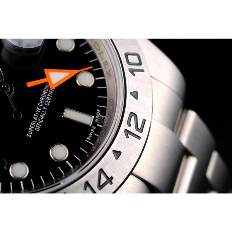 Replica Rolex Swiss Explorer Stainless Steel Bezel Black Dial Watch - View 7