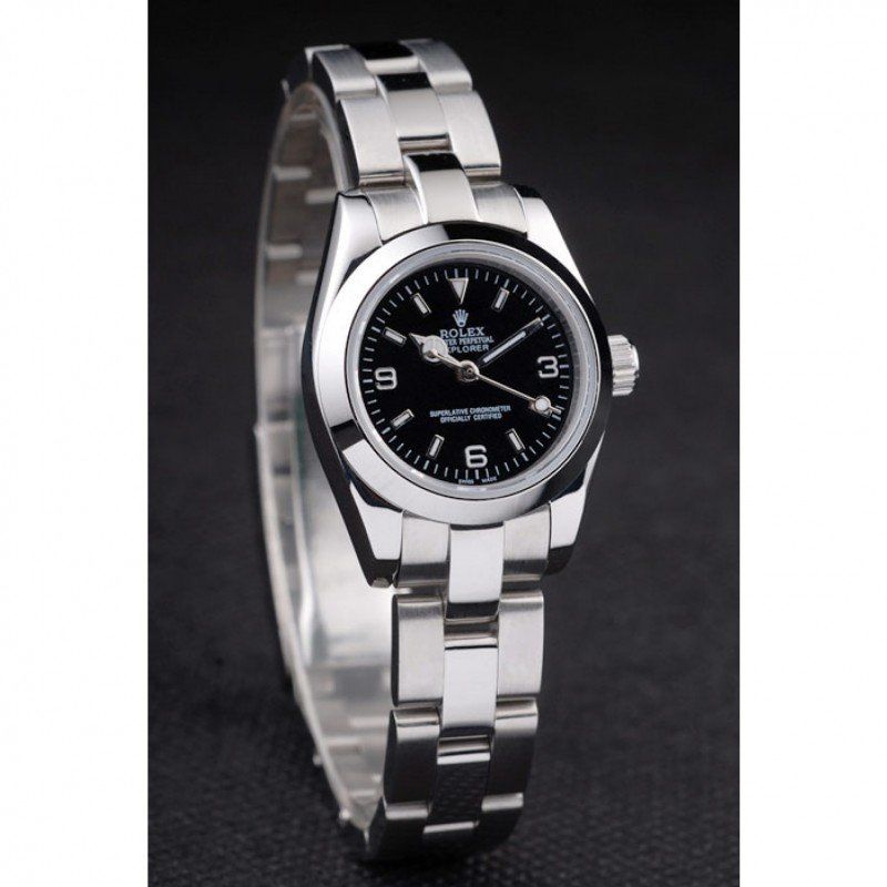 Replica Rolex Explorer Polished Stainless Steel Black Dial 98089 - View 3
