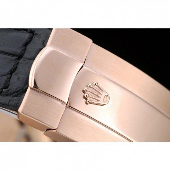 Replica Rolex Daytona Rose Gold Case Black Dial Black Leather Strap - View 9