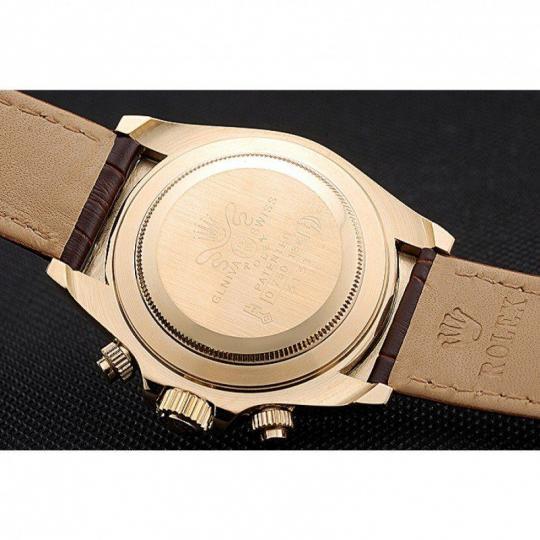 Replica Rolex Cosmograph Daytona Gold Case White Dial Brown Leather Bracelet 622633 - View 7