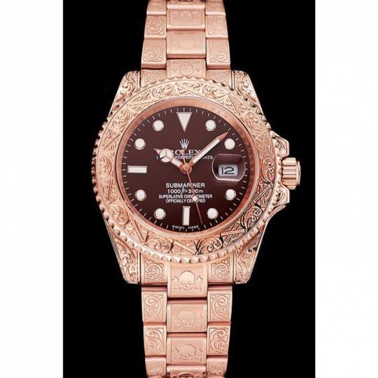 Replica Rolex Submariner Skull Limited Edition Brown Dial Rose Gold Case And Bracelet 1454087 - View 2