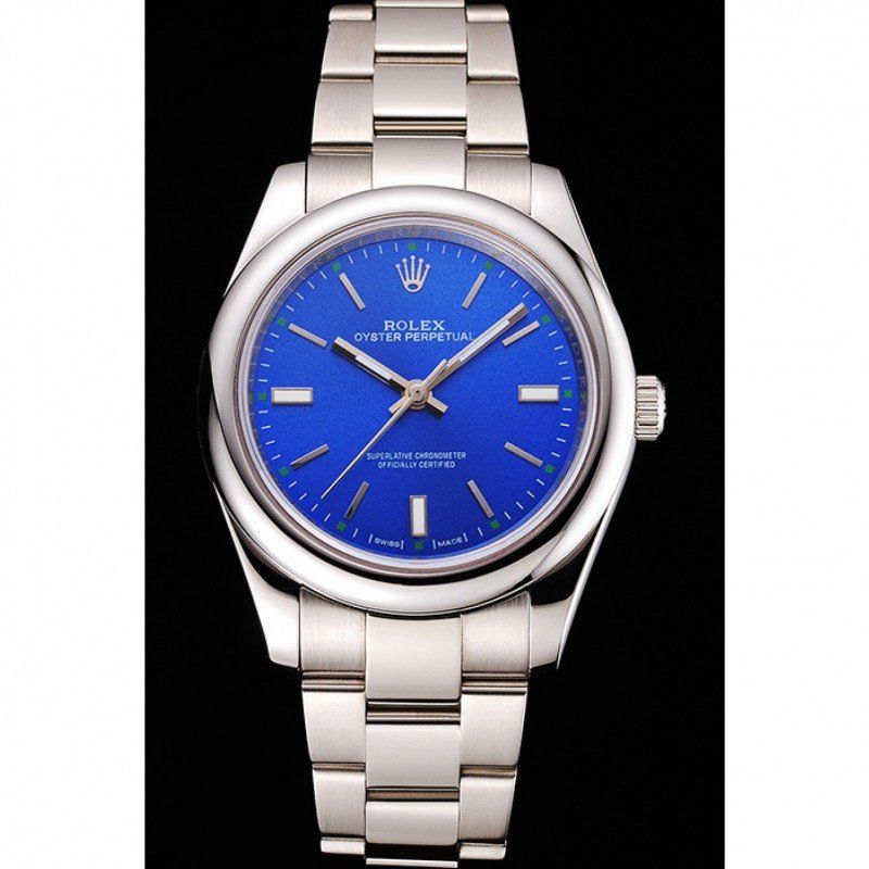 Replica Rolex Oyster Perpetual Blue Dial Stainless Steel Case And Bracelet - View 2