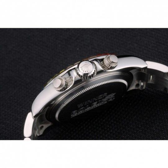 Replica Rolex Daytona Cosmograph Rainbow Crystals Bezel Stainless Steep Strap Black Dial 80250 - View 8