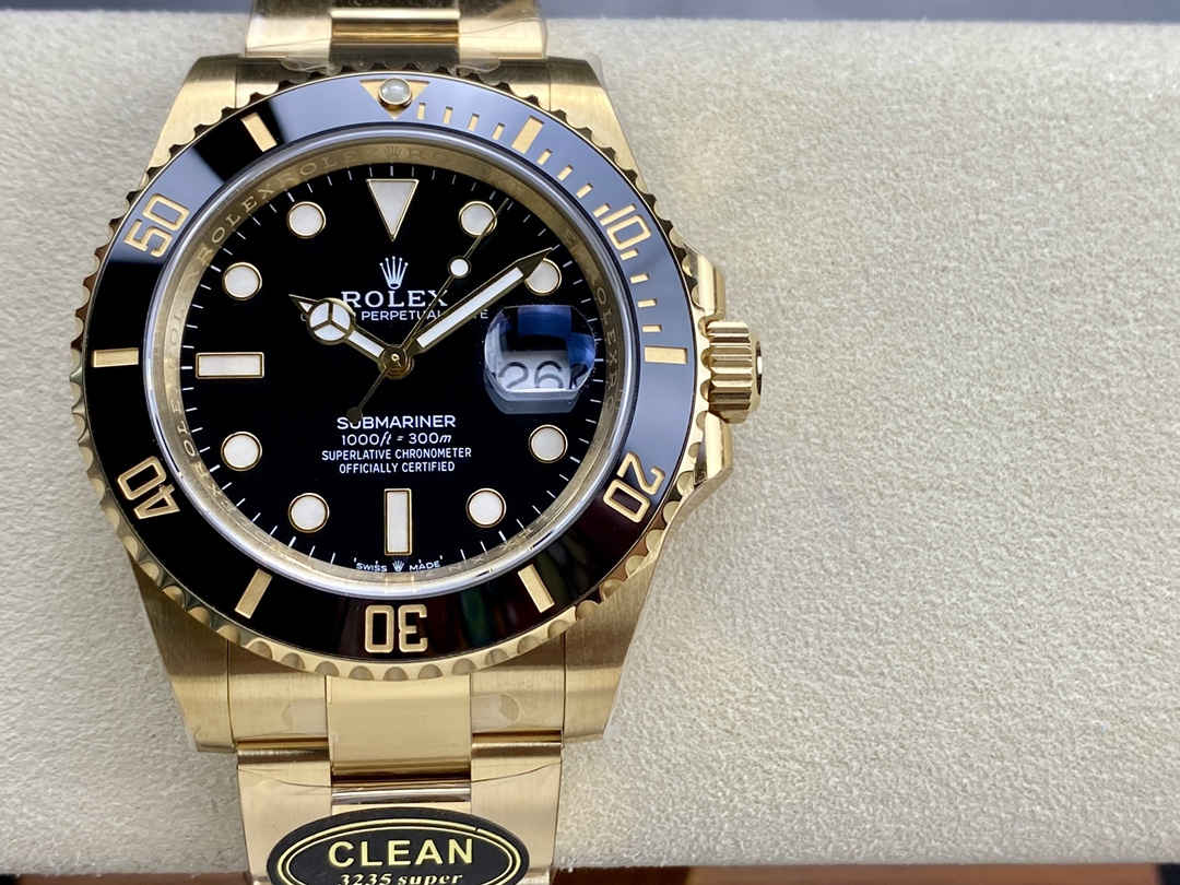 Clean Factory Rolex Submariner 126618LN – Premium Full Gold Black Submariner Replica - clean factory product image