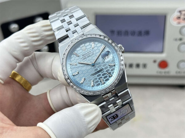 3B Factory Rolex Land-Dweller 127386TBR-0001 Replica – Platinum Look, Diamond Bezel &amp; 163g Full Weight - clean factory product image 13