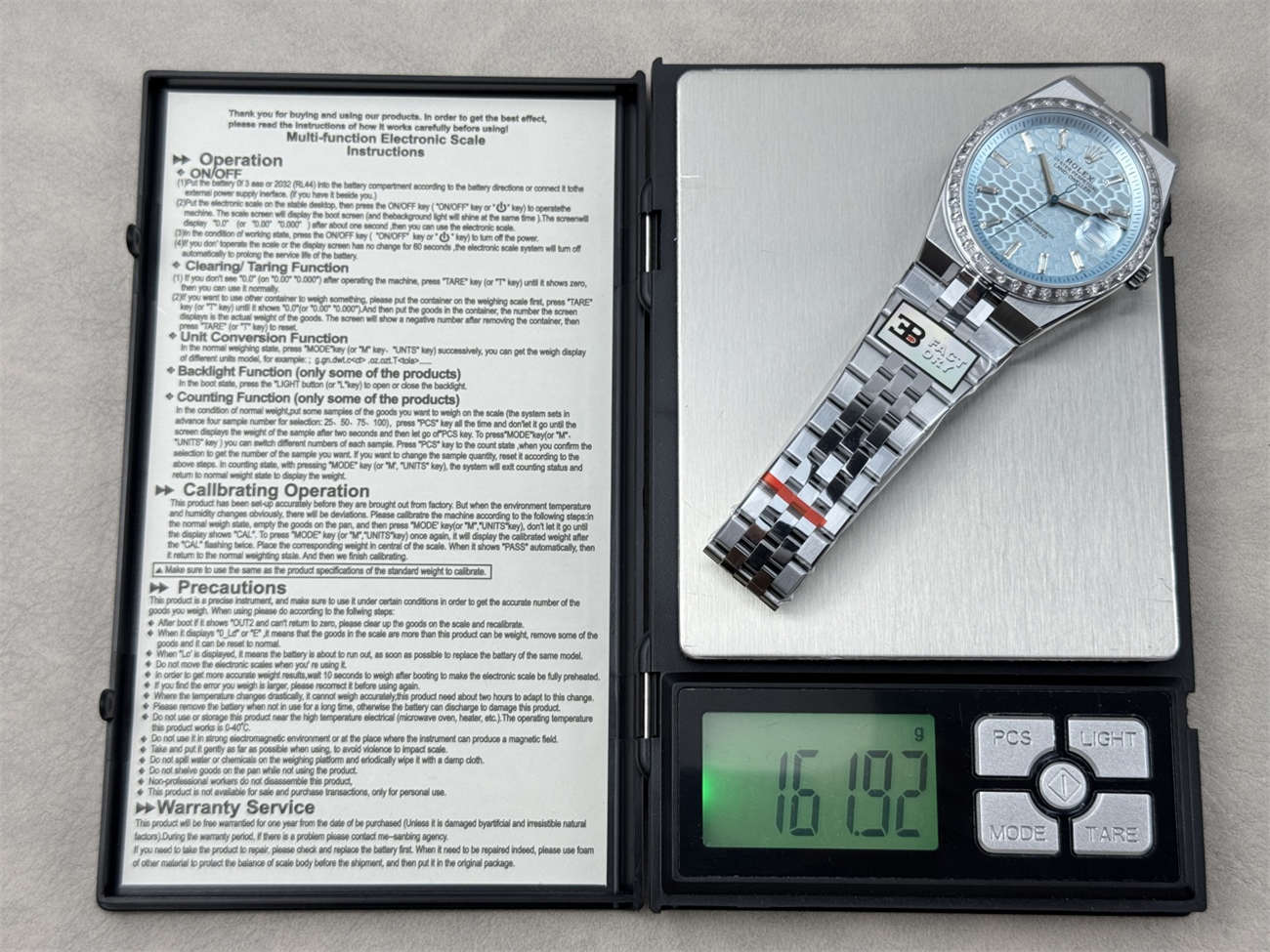 3B Factory Rolex Land-Dweller 127386TBR-0001 Replica – Platinum Look, Diamond Bezel &amp; 163g Full Weight - clean factory product image 3