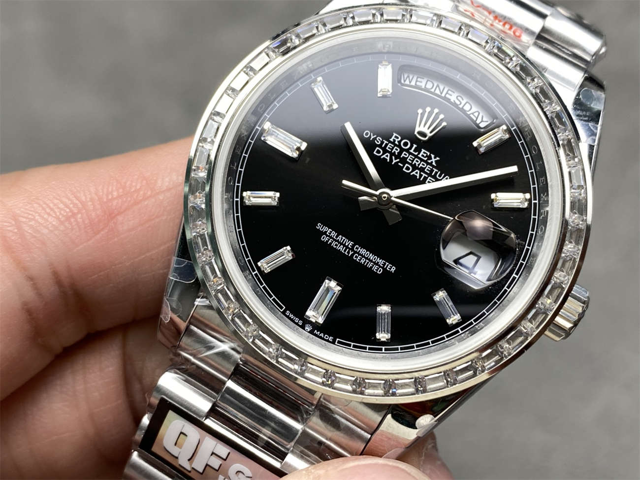 QF Factory Rolex Day-Date 40mm Replica – Full-Weight Diamond Bezel, 3255 Clone - clean factory product image 3