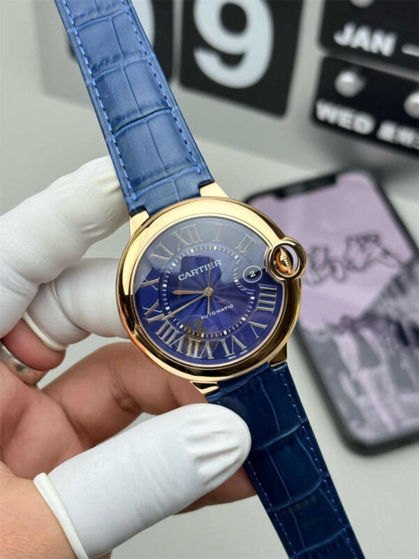 AF Factory Cartier Ballon Bleu 42mm Rose Gold Replica - Blue Dial (Automatic) - clean factory product image 11