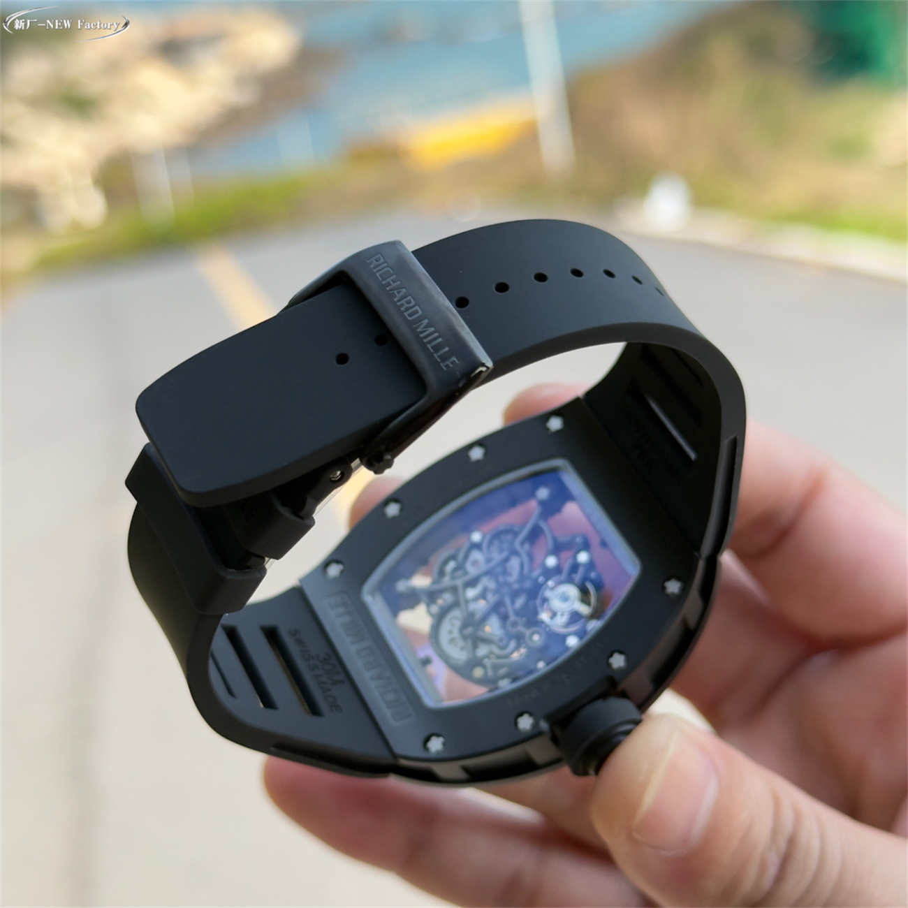 New Factory (NF) Richard Mille RM055 Black Ceramic Replica V5 - Real Jewels - clean factory product image 9