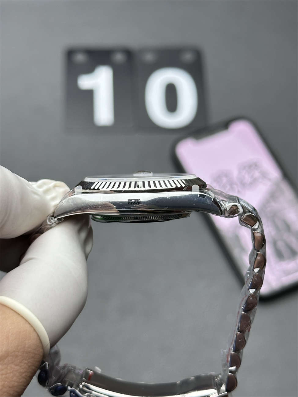 Rolex Day-Date 36 White Gold Replica (QF Factory) – 158g Tungsten Blue Ombré - clean factory product image 4