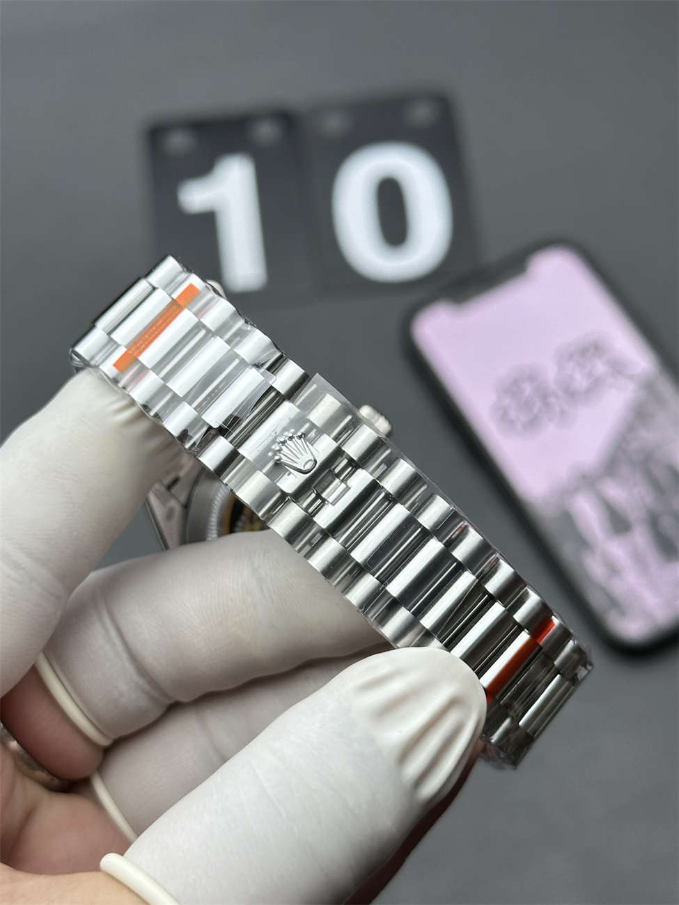 Rolex Day-Date 36 White Gold Replica (QF Factory) – 158g Tungsten Blue Ombré - clean factory product image 6