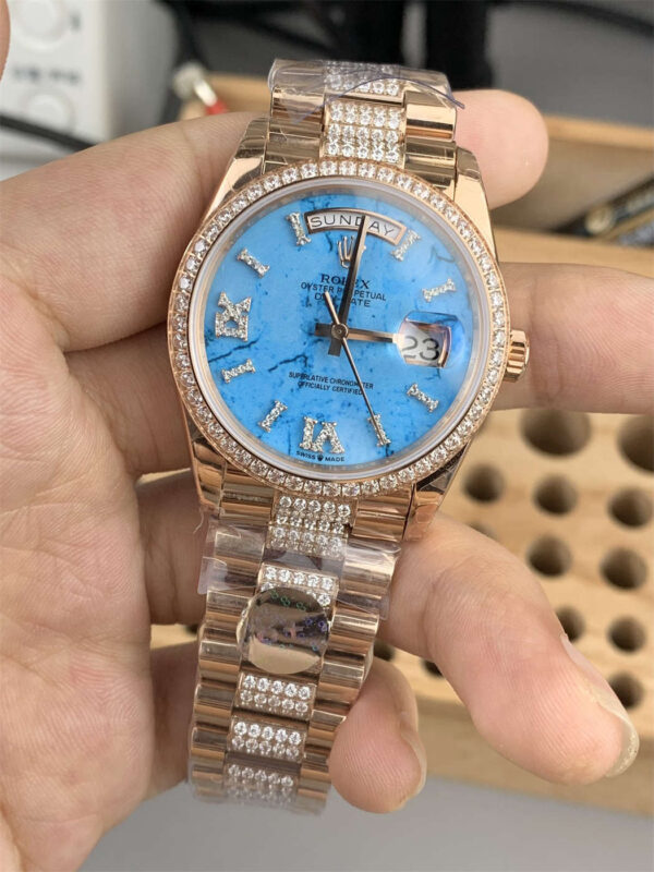 Rolex Day-Date 36 Replica – Ladies Everose Gold President Watch - clean factory product image 15