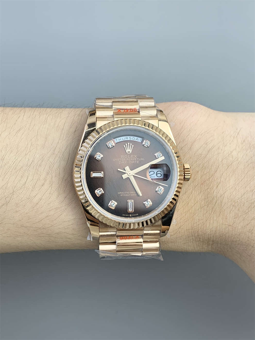 Rolex Day-Date 36 Gold Replica – Everose Gold President Watch with 3255 Clone Movement - clean factory product image 2