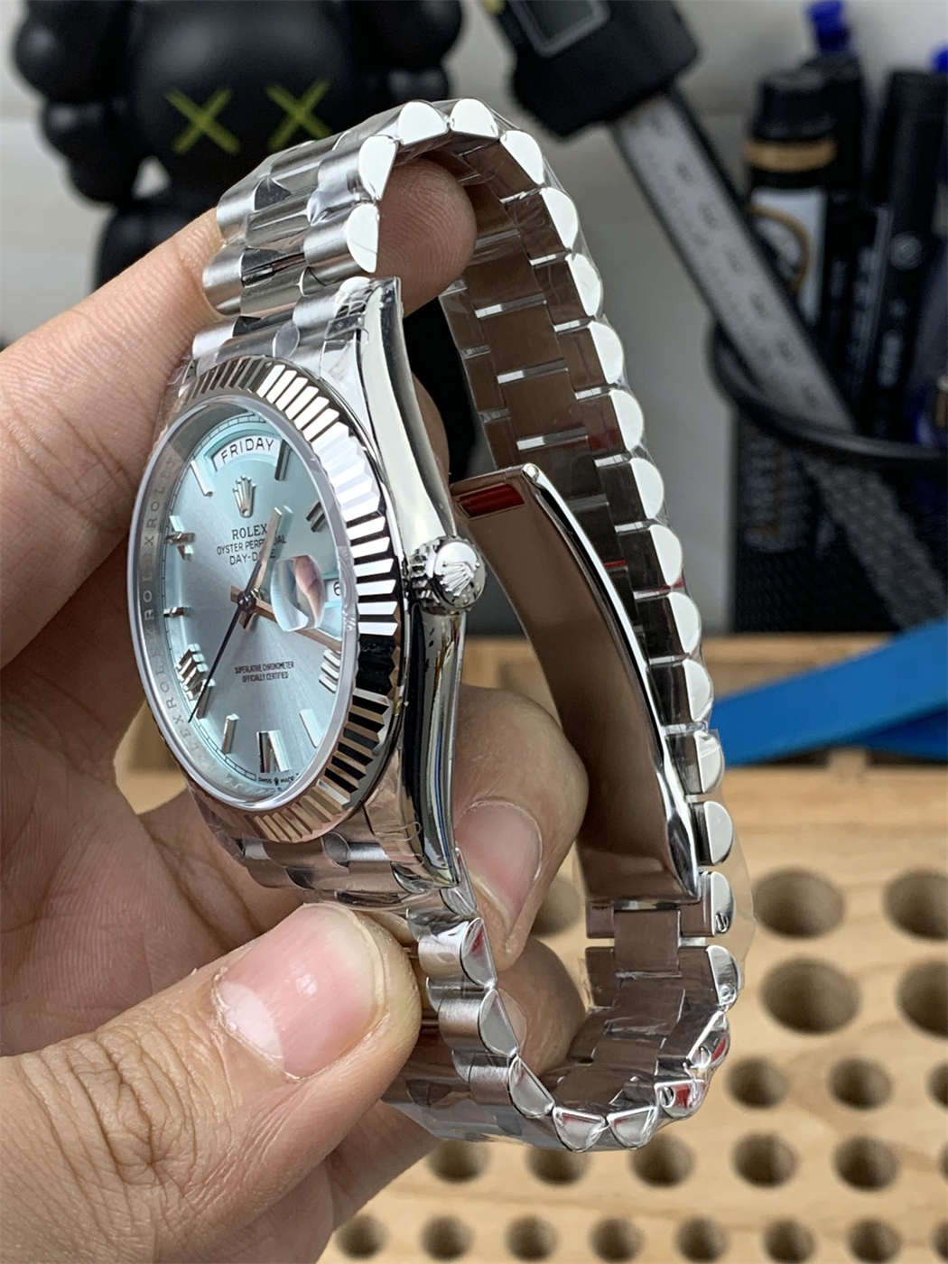 VS Factory Platinum Day-Date Ice Blue Dial Replica 40mm – Heavy Weight President Watch - clean factory product image 3