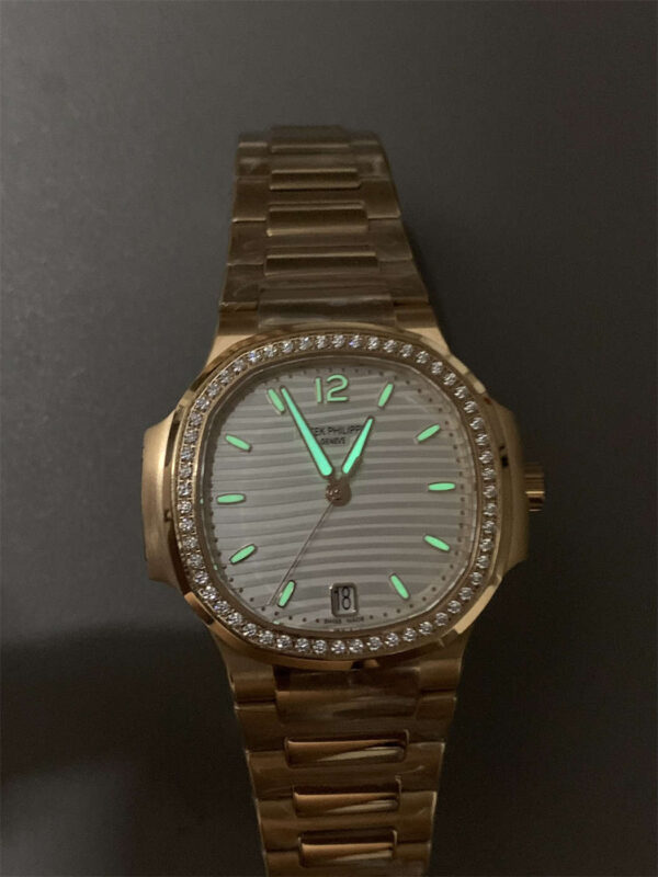 Patek Philippe 7118 Replica | 3K Factory Ladies Nautilus in Rose Gold &amp; Diamonds - clean factory product image 13