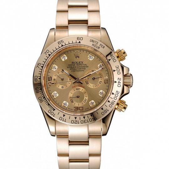 Replica Rolex Cosmograph Daytona Brown Dial Diamond Numerals Gold Case And Bracelet 1454245 - View 1