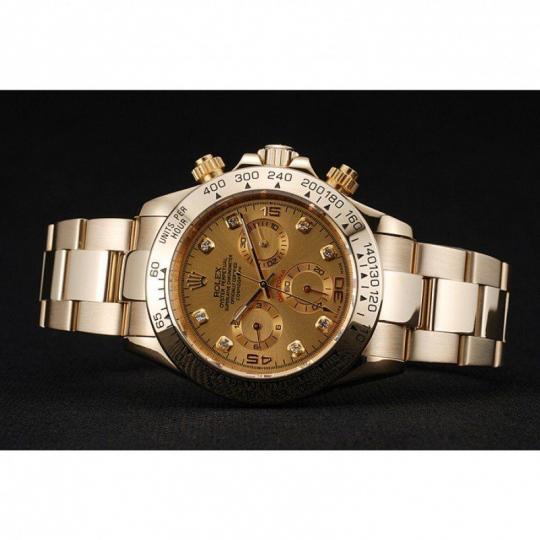 Replica Rolex Cosmograph Daytona Brown Dial Diamond Numerals Gold Case And Bracelet 1454245 - View 5