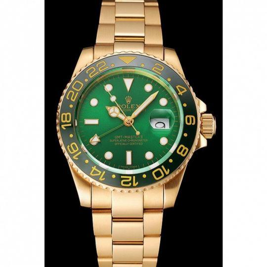 Replica Rolex GMT Master II Green Dial And Bezel Gold Case And Bracelet 1453750 - View 2