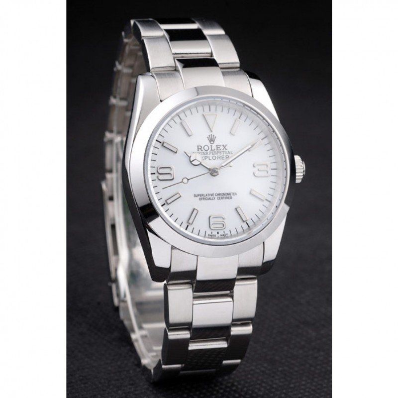 Replica Rolex Explorer Polished Stainless Steel White Dial 98086 - View 3