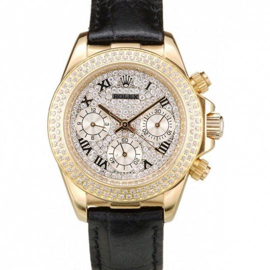 Replica Rolex Daytona Lady Gold Case Crystal Studded Bezel Crystal Studded Dial 98238 - View 1