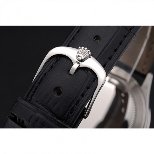 Replica Rolex Cellini Time Silver Case White Dial Black Leather Bracelet 622653 - View 8