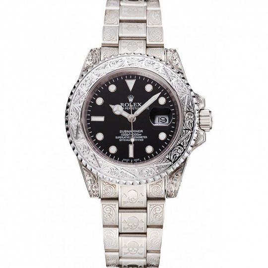 Replica Rolex Submariner Skull Limited Edition Black Dial White Case And Bracelet 1454093 - View 1