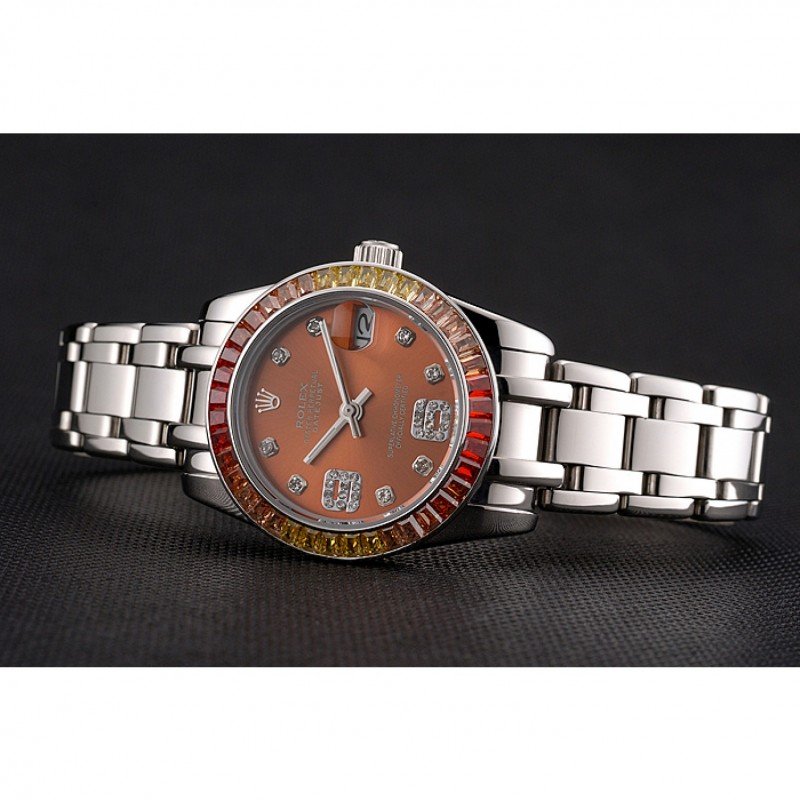 Replica Rolex Datejust Pearlmaster 39 Cognac Dial Stainless Steel Case And Bracelet - View 4