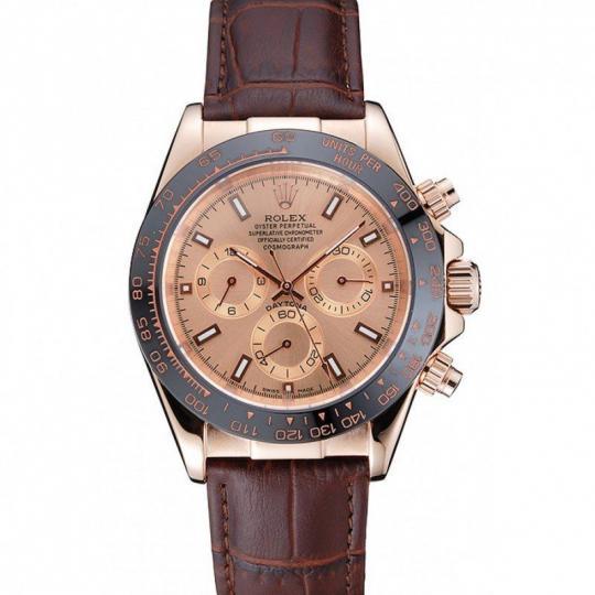 Replica Rolex Cosmograph Daytona Brown Dial Rose Gold Case Brown Leather Bracelet 1454243 - View 1