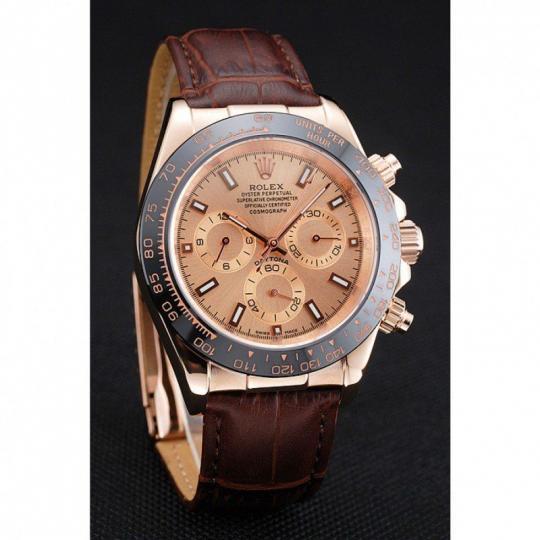 Replica Rolex Cosmograph Daytona Brown Dial Rose Gold Case Brown Leather Bracelet 1454243 - View 3