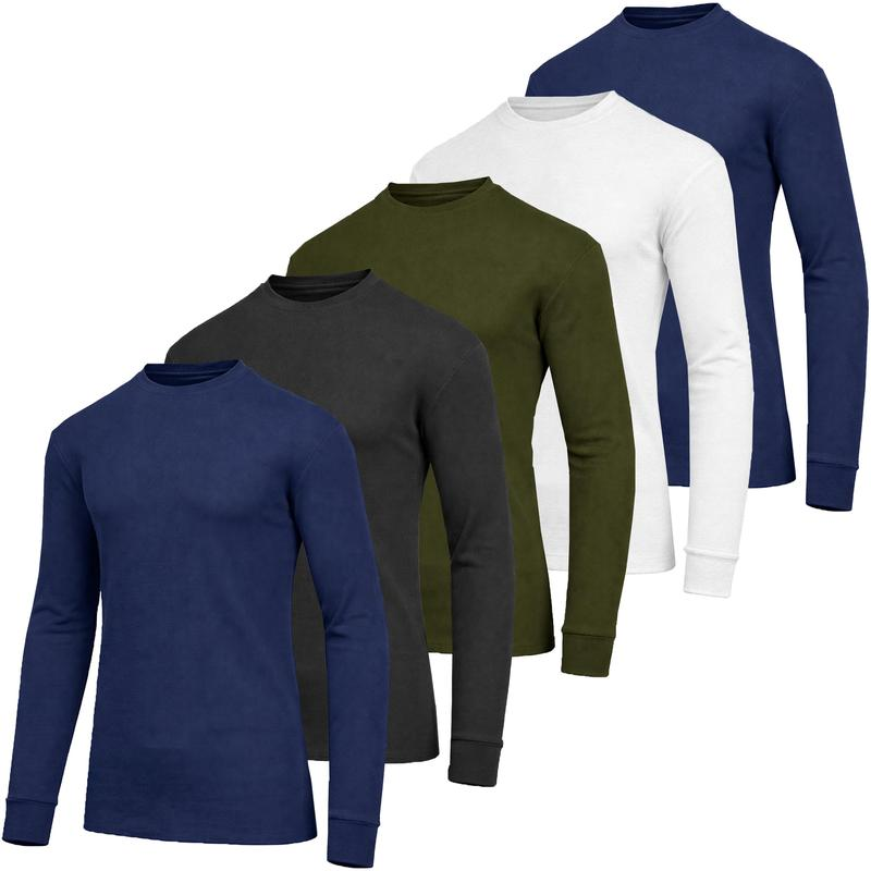 5-Pack Men's Waffle-Knit Thermal Shirts