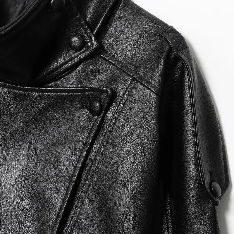 Women's Stand Collar Faux Leather Jacket, Streetwear Casual Style Outerwear Long Sleeve Coats for Spring & Fall, Waterproof & Windproof Clothes for Daily Wear, Oversized Jacket, Casual Fashionable Outerwear, Casual Collared Outerwear