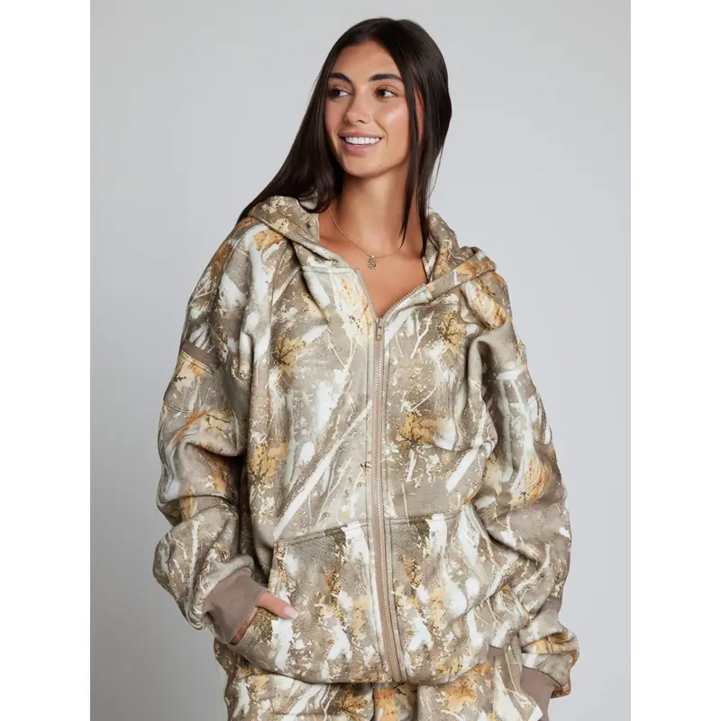 Camo Zip Hoodie Mega Full Zip Soft Fleece
