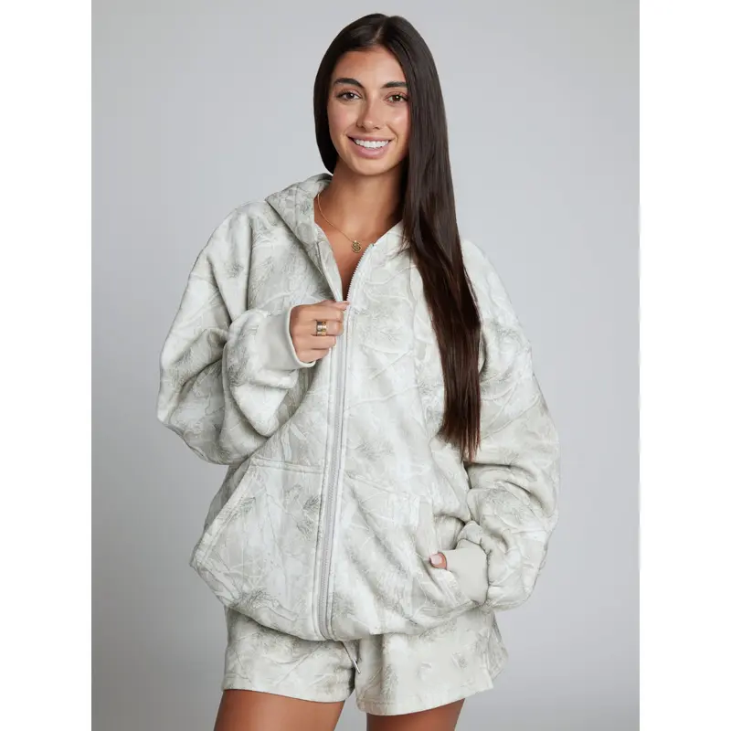 Camo Zip Hoodie Mega Full Zip Soft Fleece