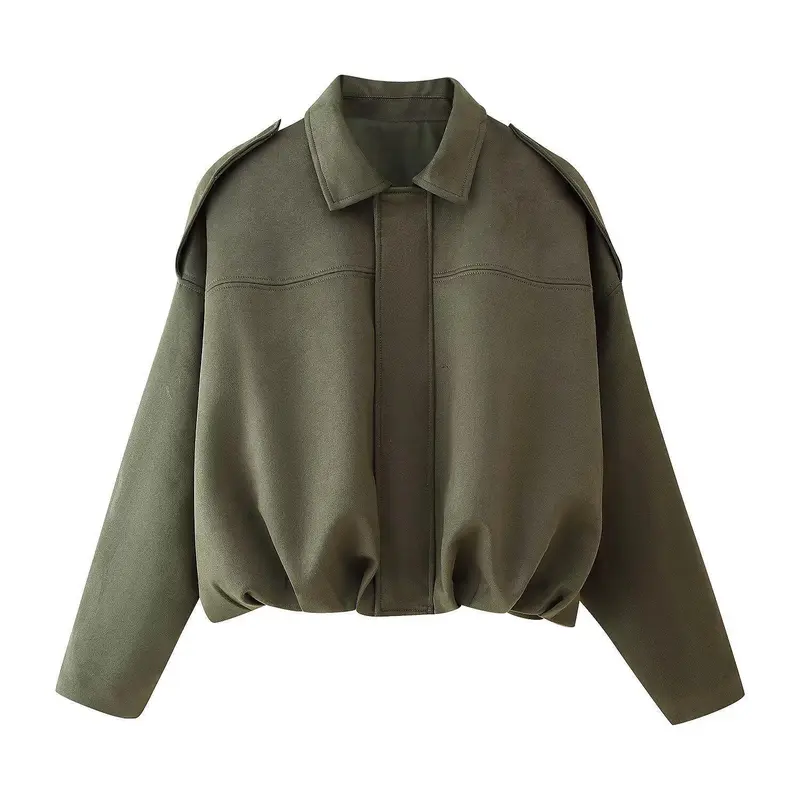 Women's Winter Vintage Collared Zipper Jacket - Oversized Outerwear for Ladies