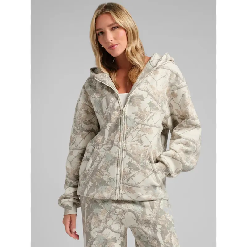 Camo Zip Hoodie Mega Full Zip Soft Fleece
