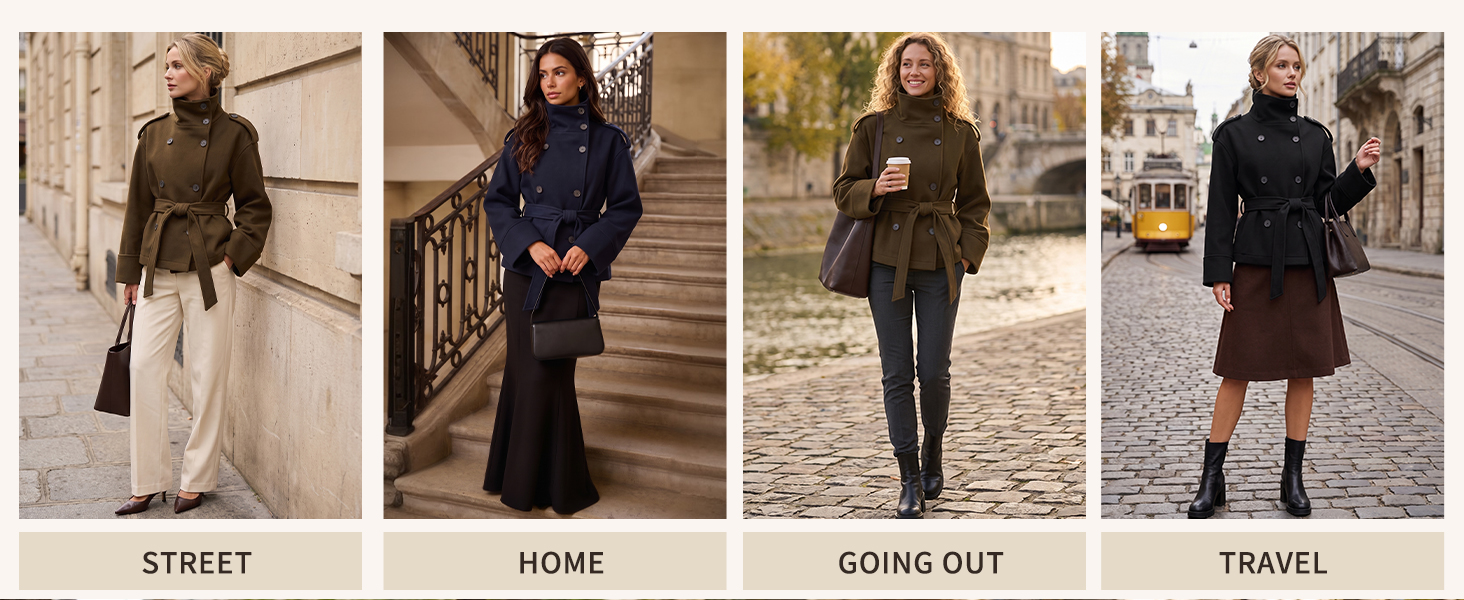 Womens pea coat for various occasions daily commuting office work weekend shopping city street casual dinner and holiday outings