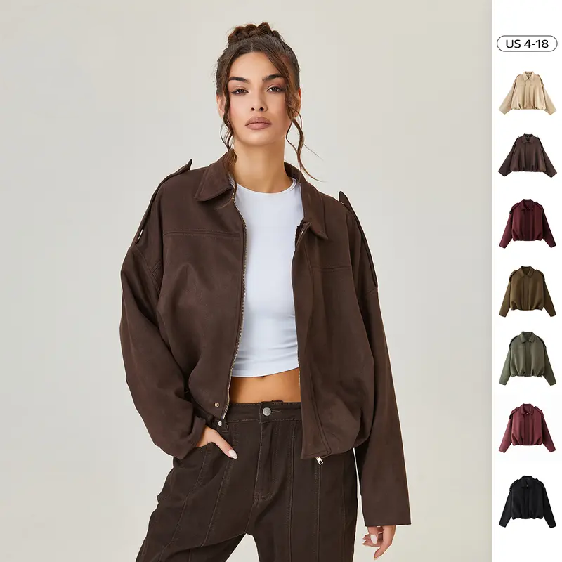 Katch Me Chic Women's Winter Vintage Collared Zipper Jacket - Oversized Outerwear for Ladies