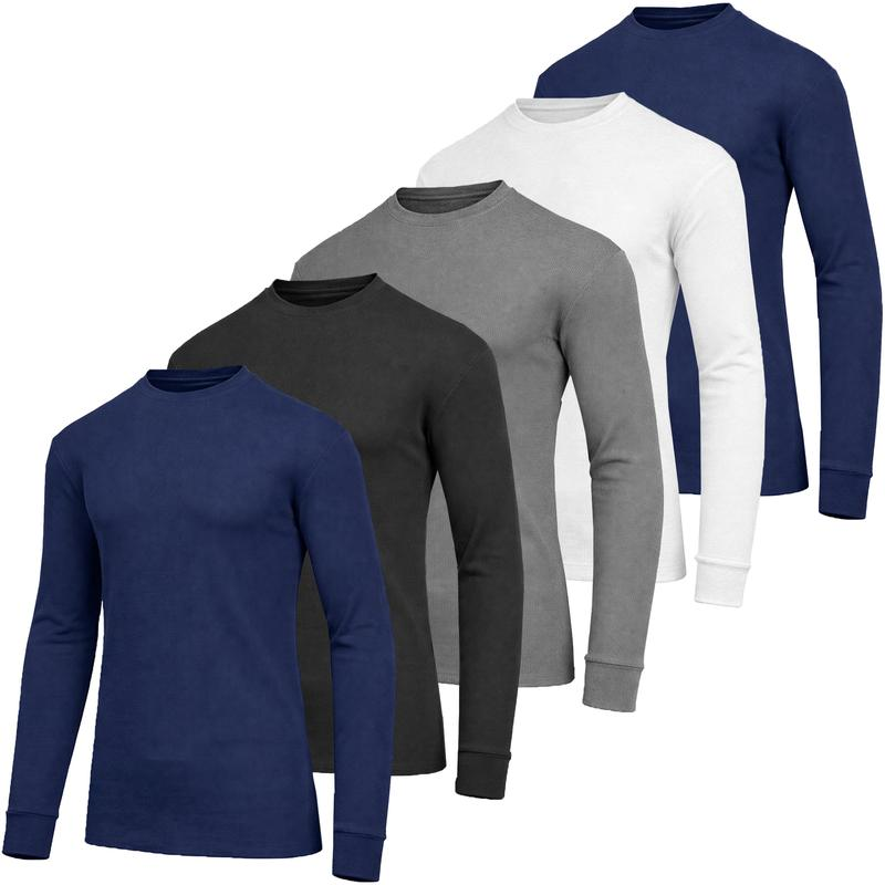 5-Pack Men's Waffle-Knit Thermal Shirts
