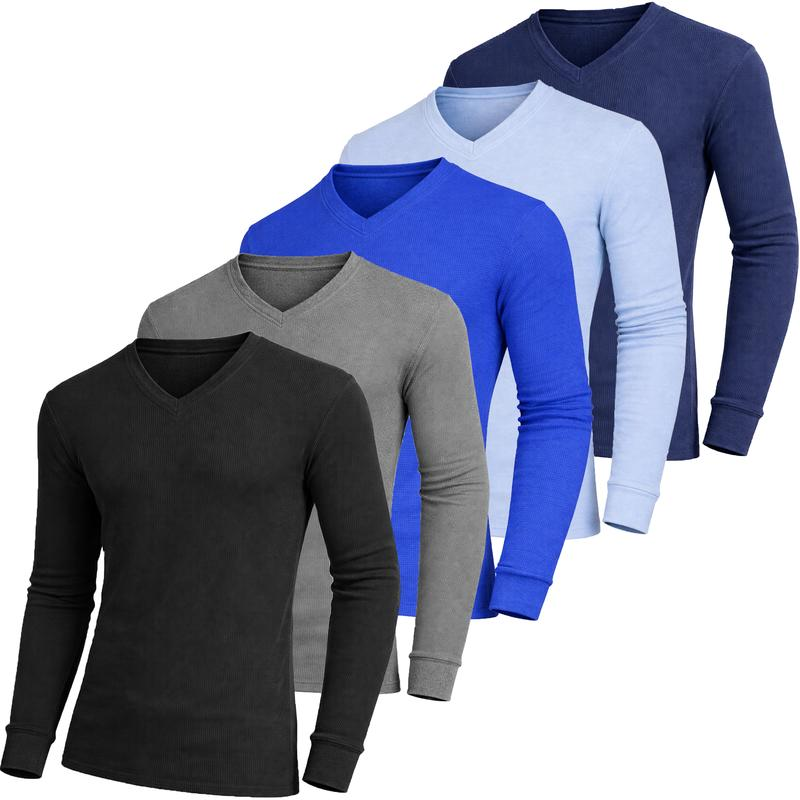 5-Pack Men's Waffle-Knit Thermal Shirts