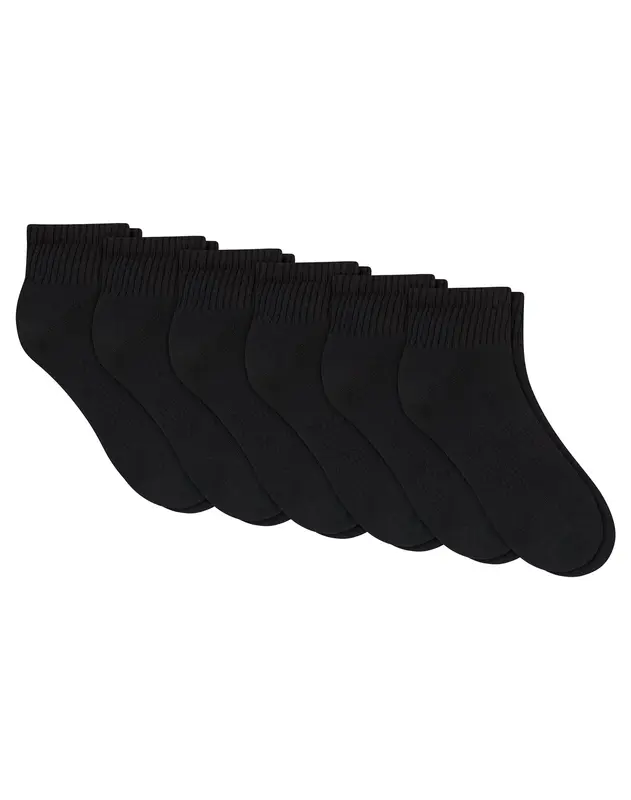 Hanes Crew Socks Black 6-Pack Unisex Cushioned