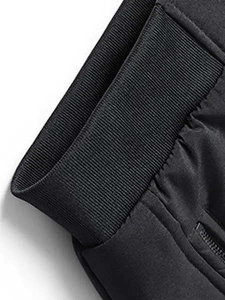 Men's Solid Color Plain Zip Up Thick Thermal Lined Fleece Jacket, Coats, Regular Fit Casual Long Sleeve Zip Front Short Outerwear for Fall & Winter, Men's Clothes for Daily Wear, Cold Weather Gear
