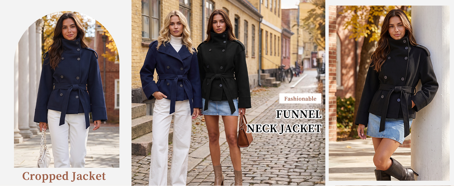 Warm funnel neck coat for 2026 fall winter with high neck stand collar locking in warmth windproof long sleeves overcoat