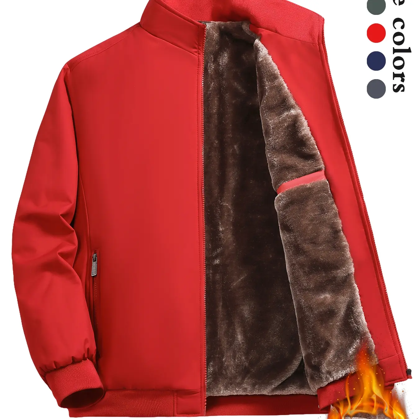 Men's Thick Thermal Lined Fleece Zip Up Jacket - Casual Short Outerwear