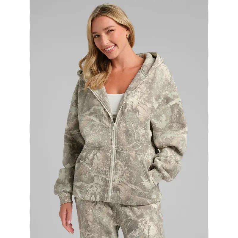 Camo Zip Hoodie Mega Full Zip Soft Fleece